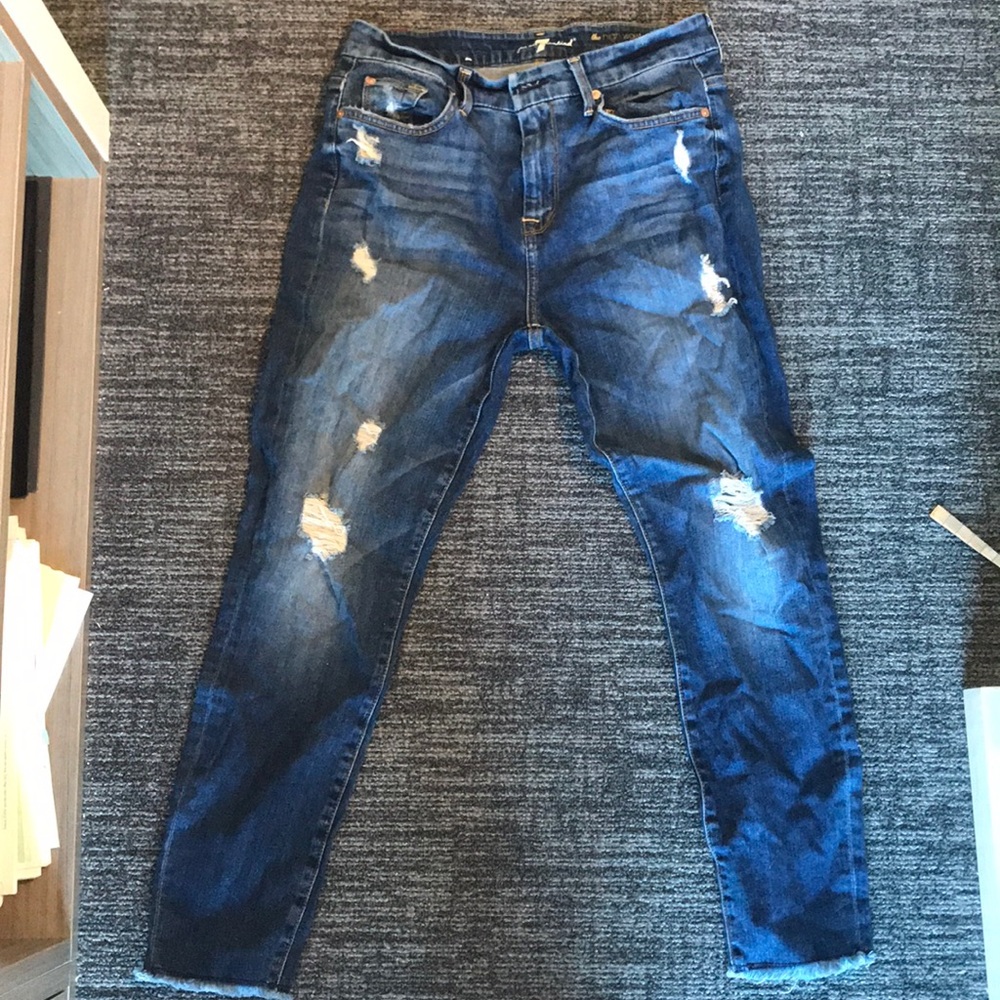 7 for all mankind high waisted ankle skinny jeans
